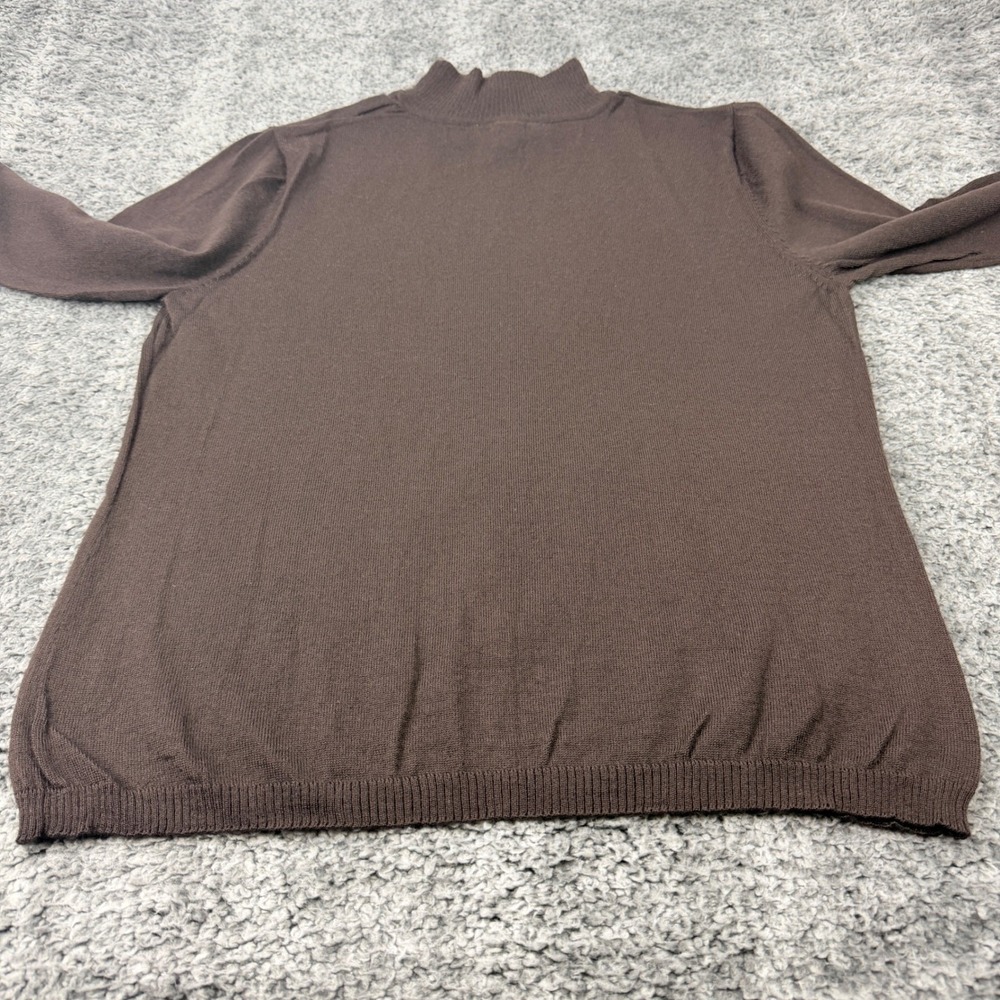 Pendleton Petite Women's L Brown 100% Merino Wool Mock Neck Sweater Pullover - Picture 10 of 13